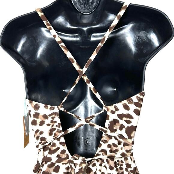 NWT Kona Sol Women’s Leopard Print Wrap Belt One Piece Swimsuit Size Medium - Picture 7 of 8